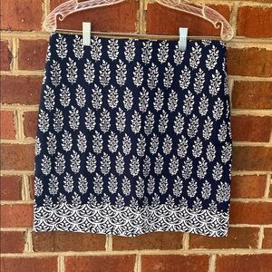 Talbots Navy and White Leaf Mini Skirt